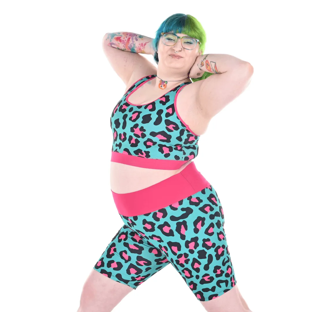 Corti da Ciclismo in Cotone Organico a Vita Alta - Hot Leopard