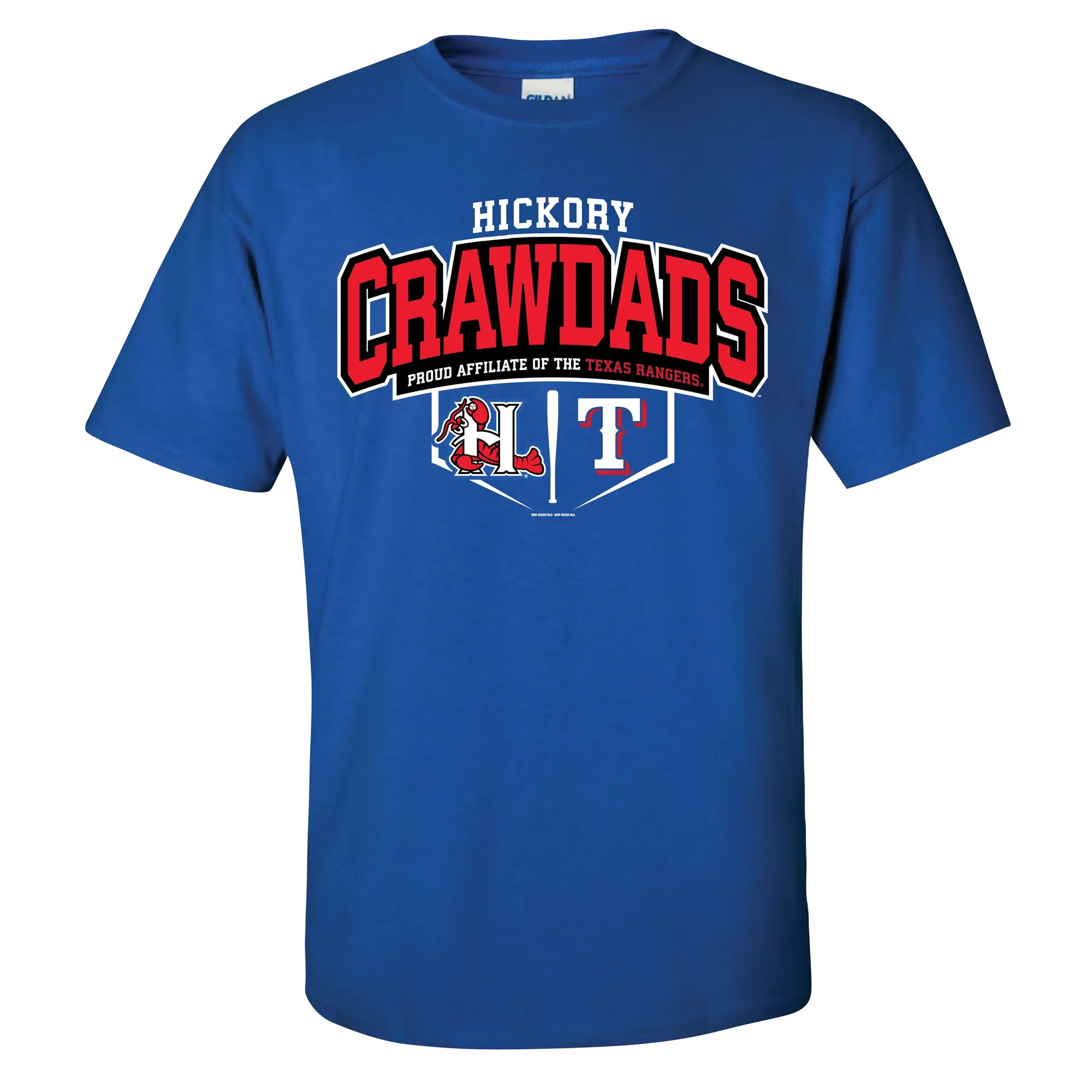 Camiseta Hickory Crawdads Comer Affiliate Royal Blue de algodón