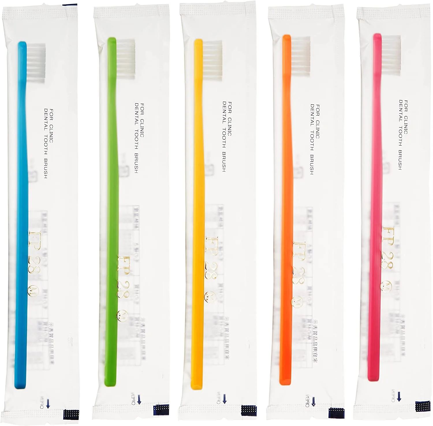 Made in Japan 20 pcs with assorted colors / toothbrush for use in dental clinics FP28 - M (medium)