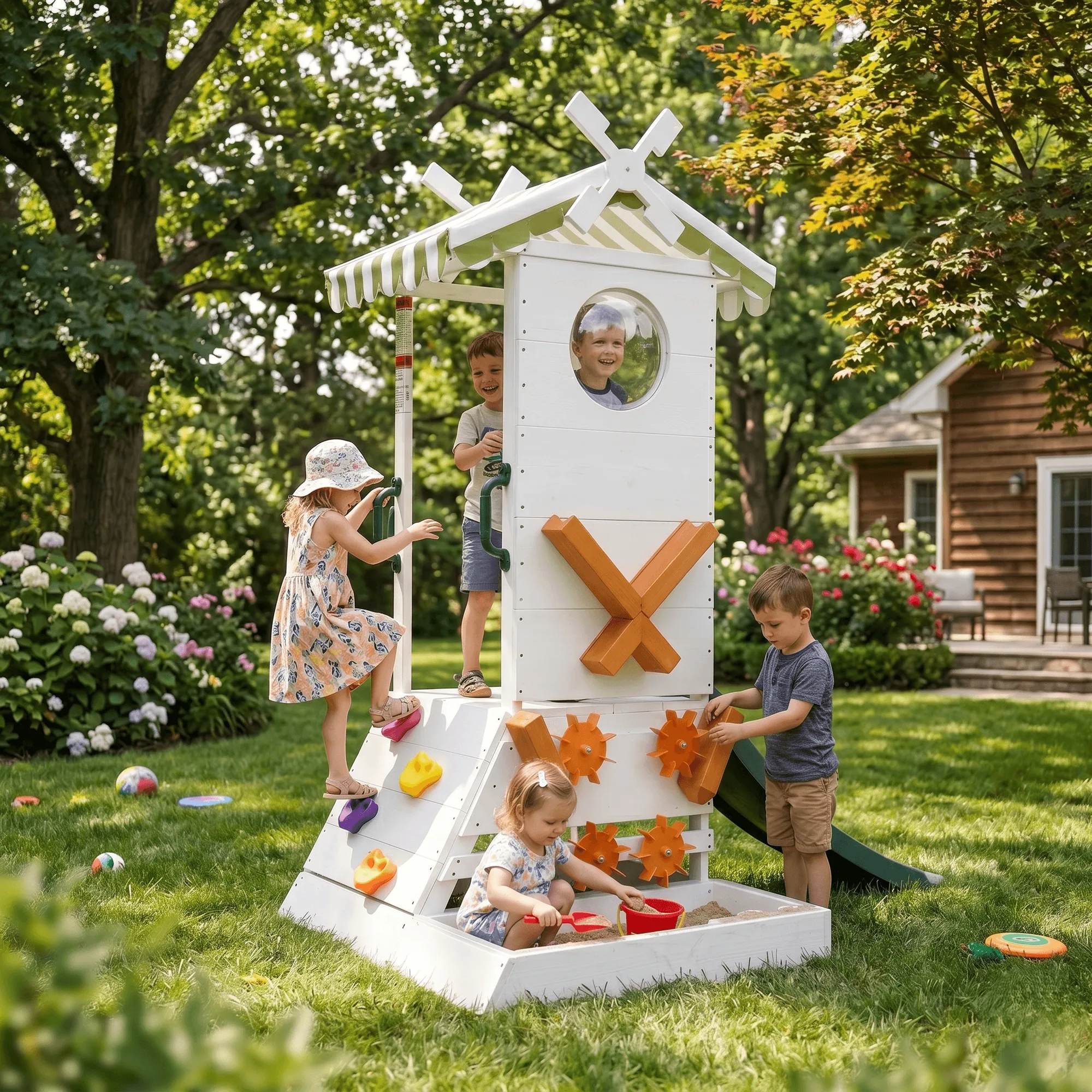 Casa de juegos de madera Aloe con tobogán: diversión para niños pequeños