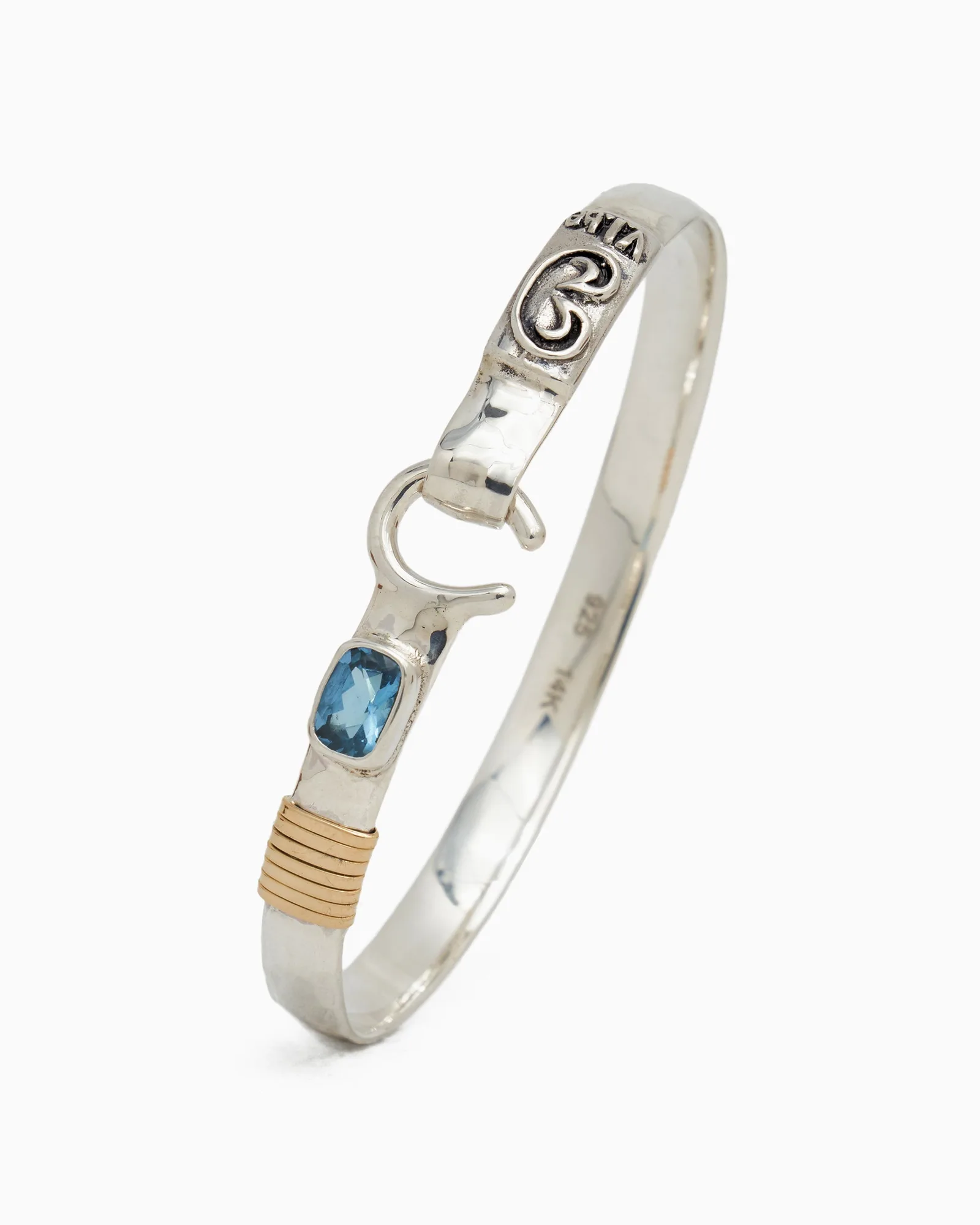 Bracciale a gancio con pietra, 6mm - Topazio Blu Hampton