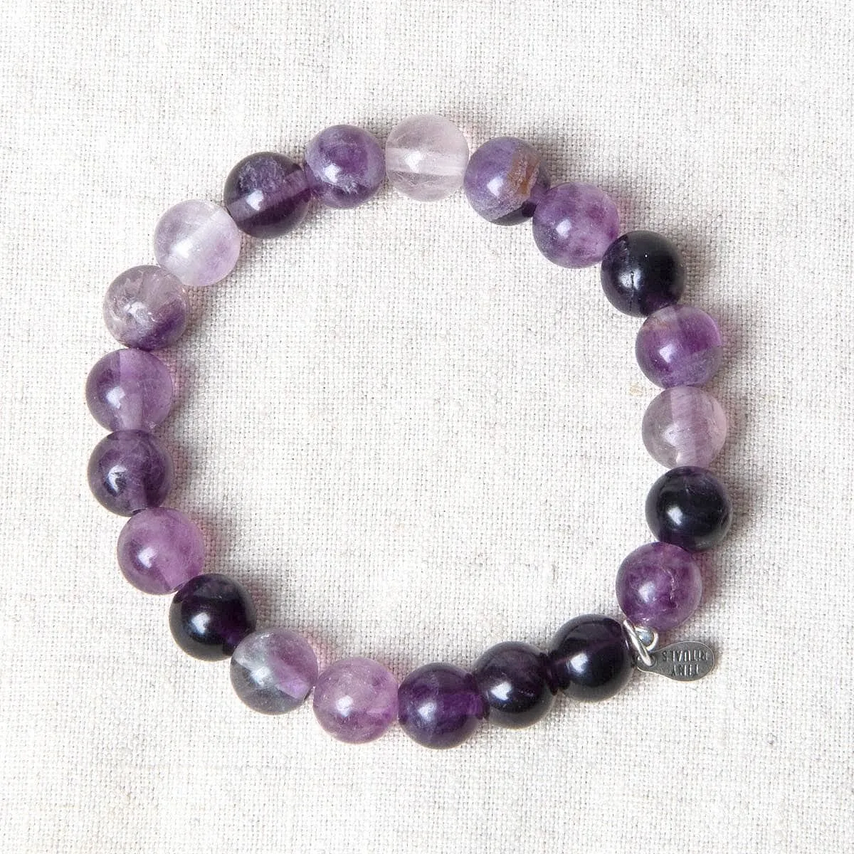 PURPLE RAINBOW FLUORITE ENERGY BRACELET 8MM