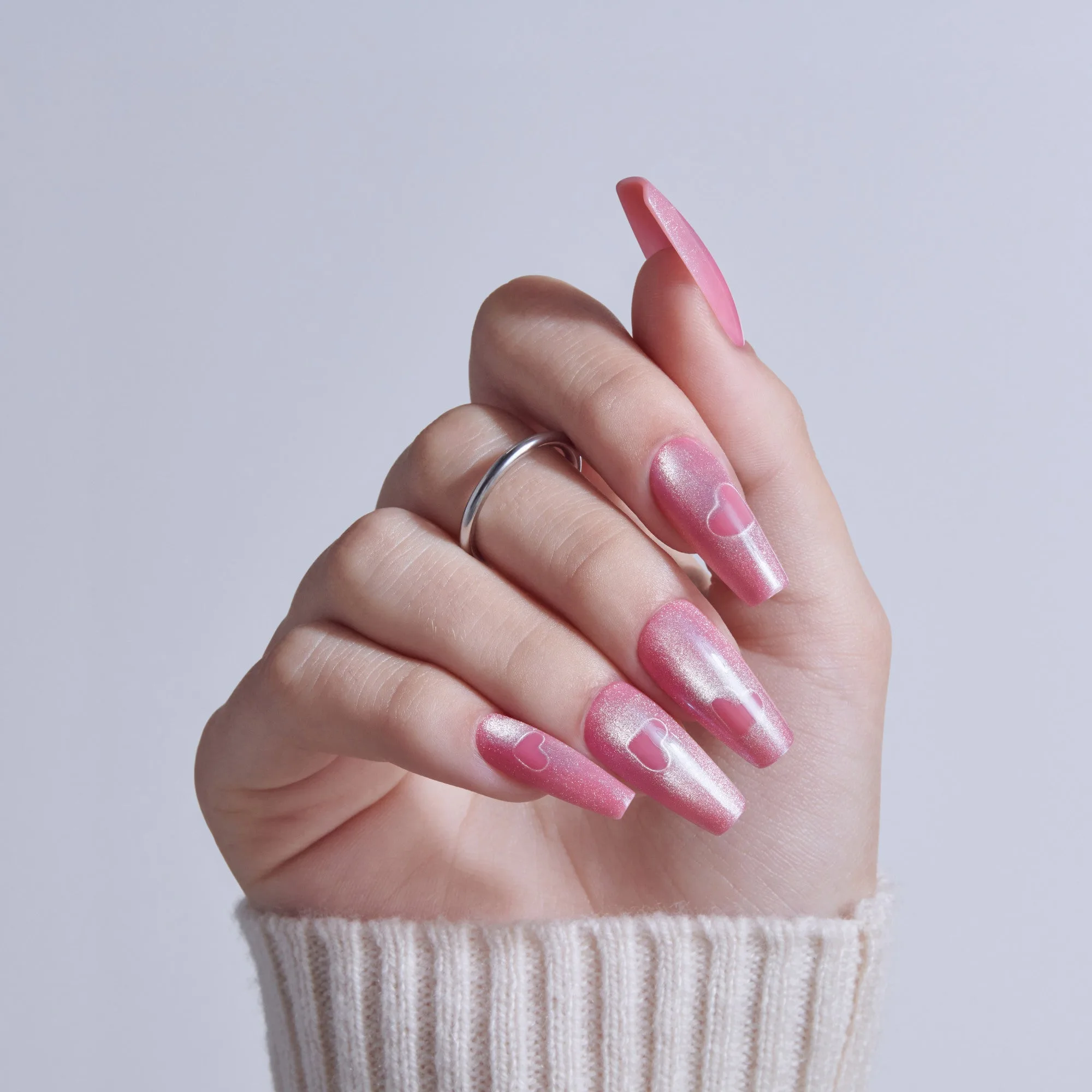 Kiss Glam Embellished Press On Fake Glue Nagels - Pink Sugar | Ontwerp, Roze, Lang, Kist