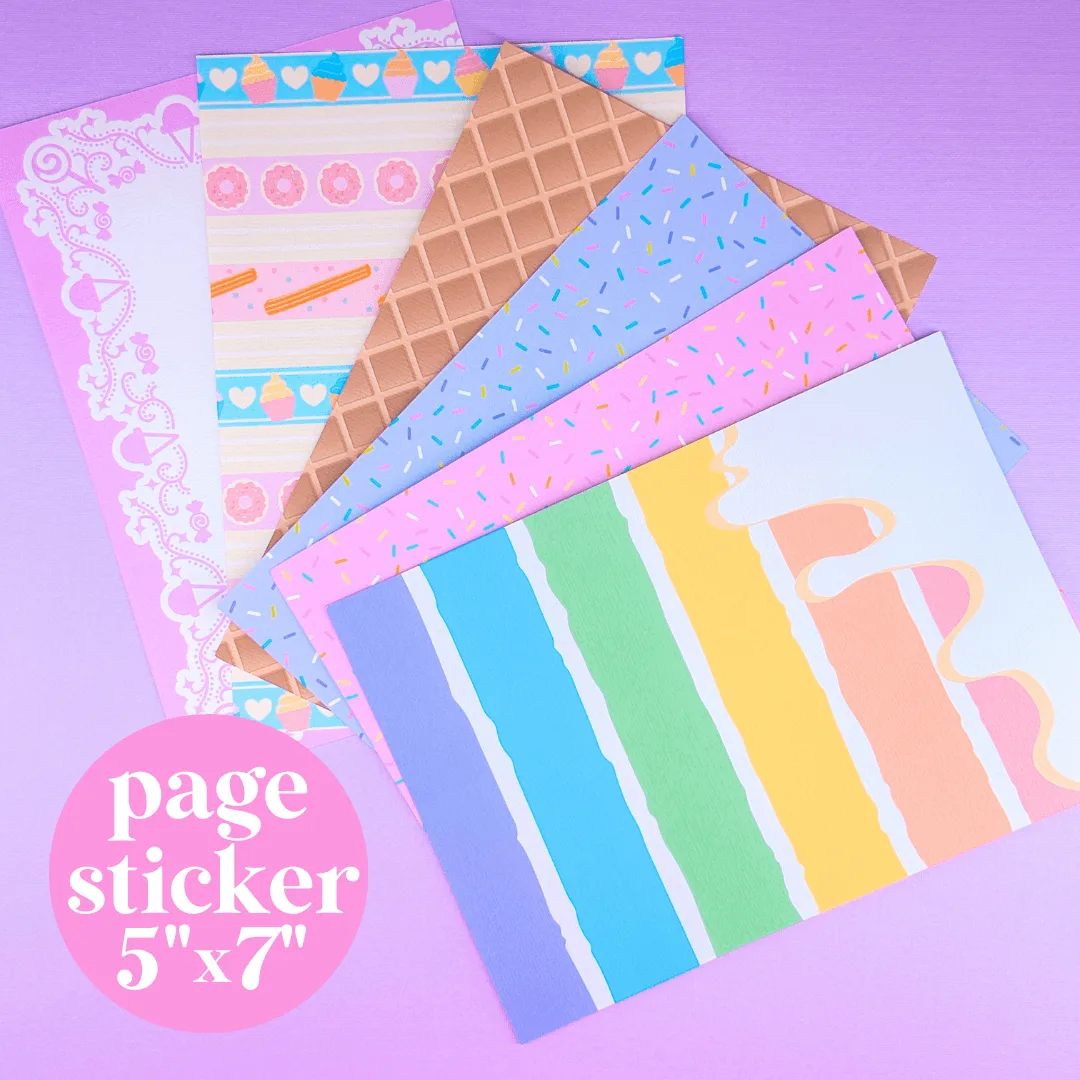 Pegatina de papel para diario - Pegatinas de fondo de página completa 5x7 (Tienda de dulces)