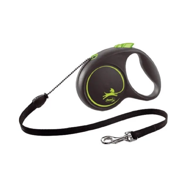 Flexi Black Design Retractable Lead Medium Cord 5m Green