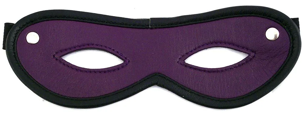 Harmony Schlafmaske aus lila Leder mit offenen Augen