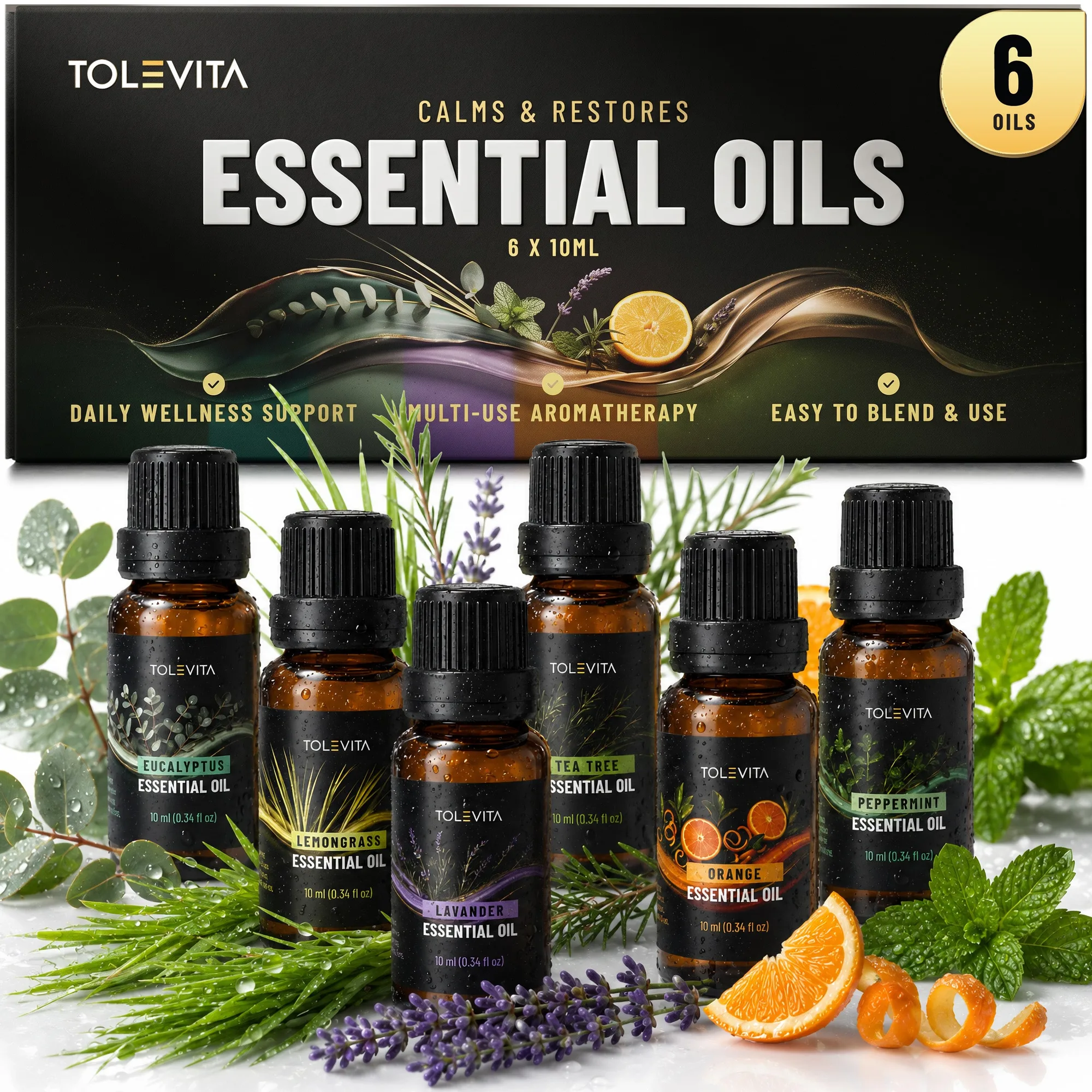 Anwendung eines ätherischen Öl-Sets in Aromatherapie-Diffusern