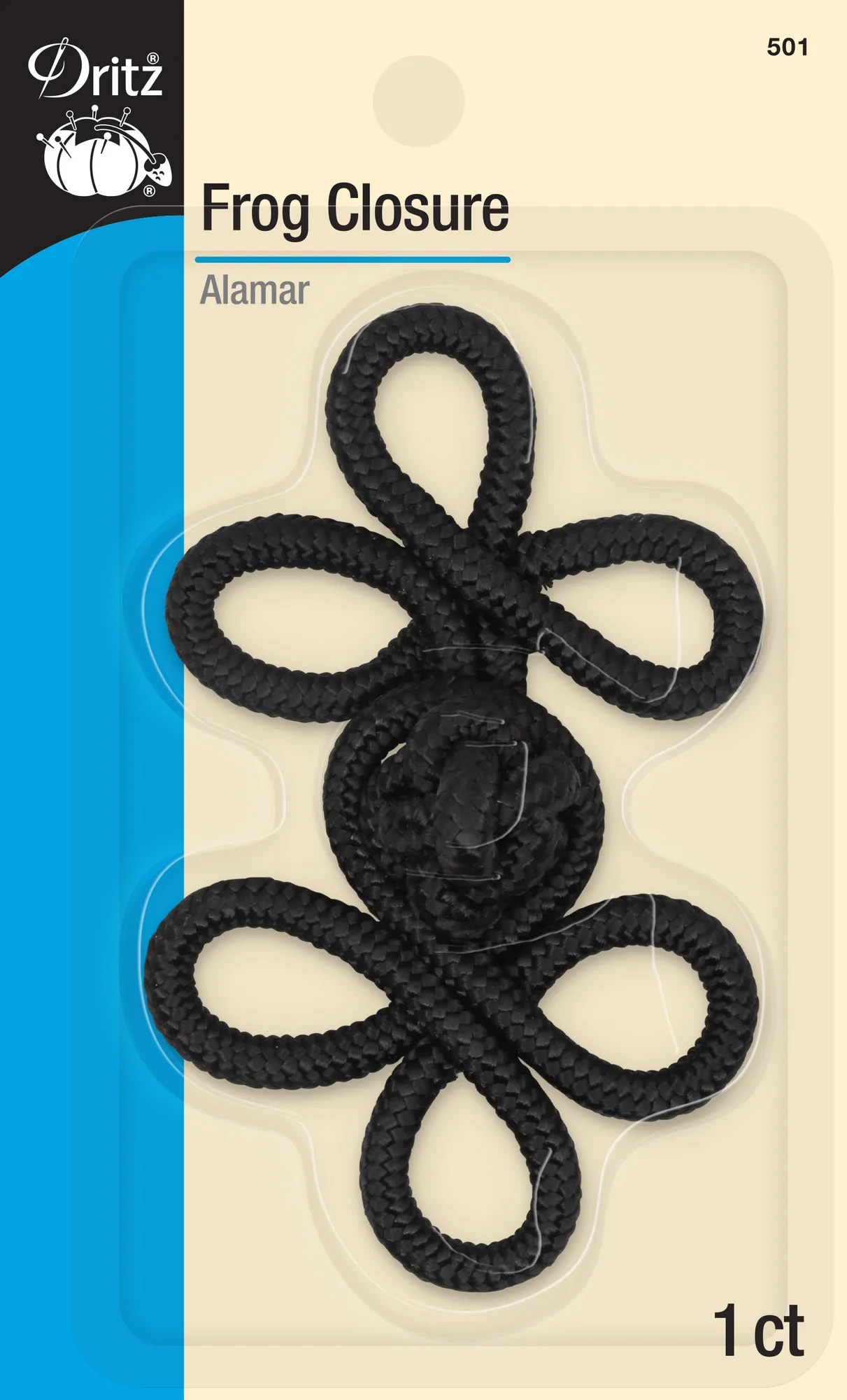 4" Frog Closure Set, Black