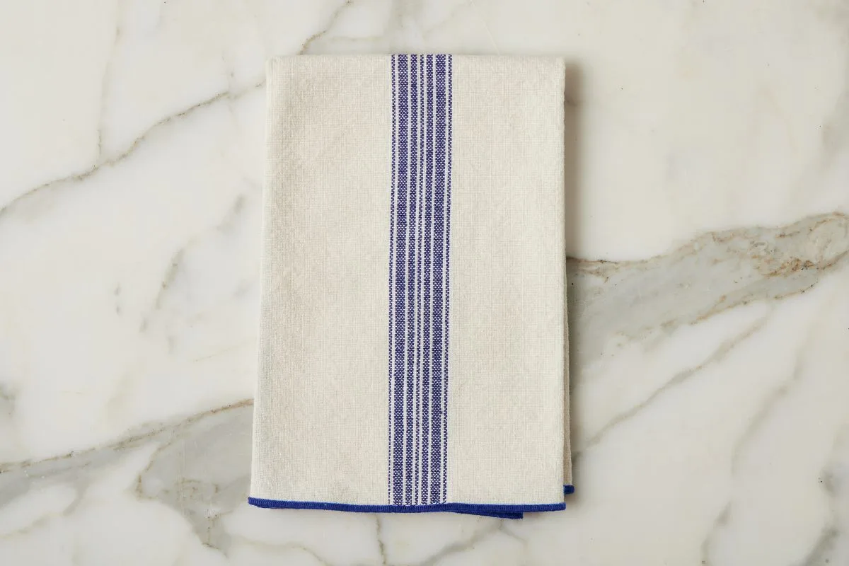 Serviettes de table, Rayures bleu marine vintage, Lot de 4