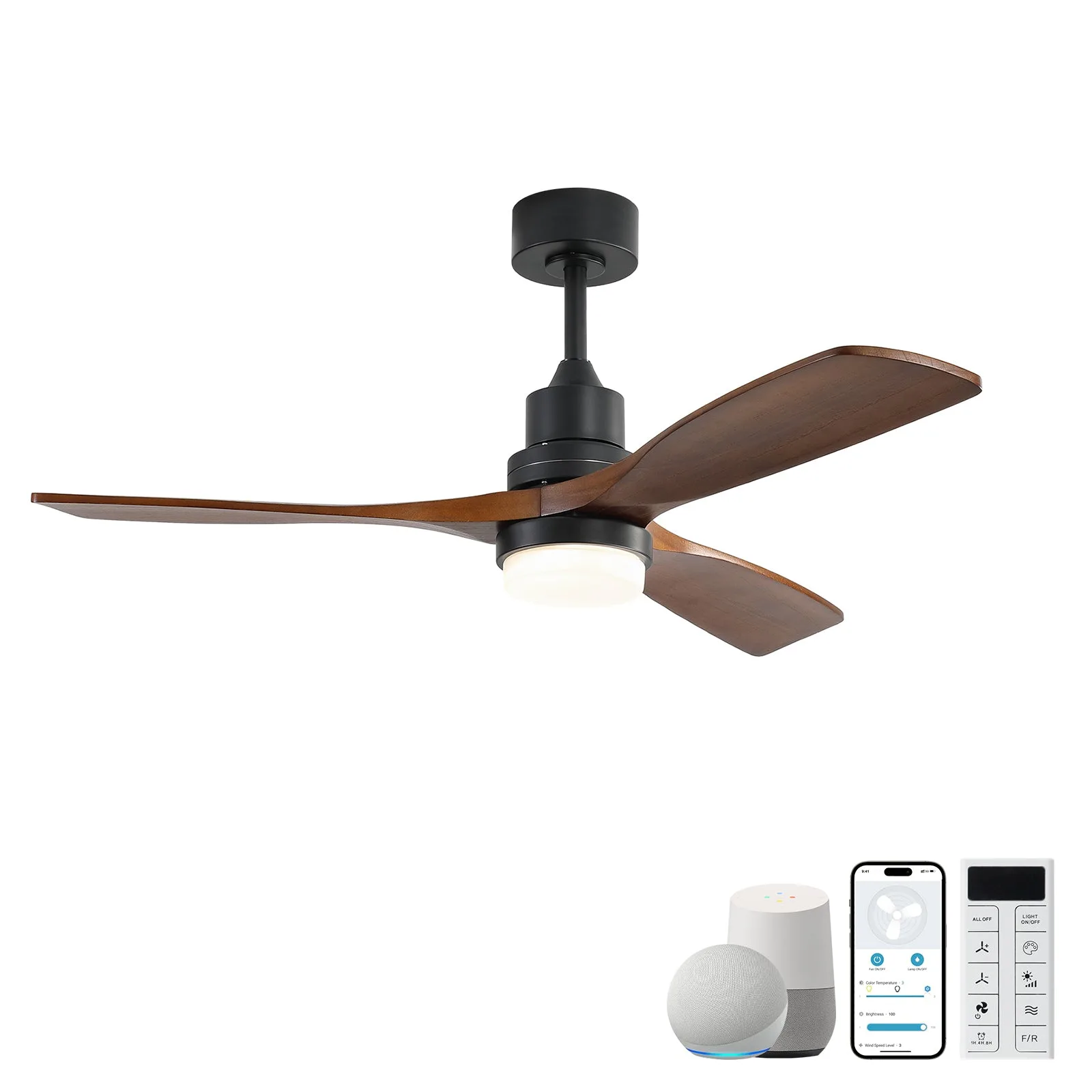 Ventilatore a soffitto intelligente Sofucor 52" Neo Wood con luce