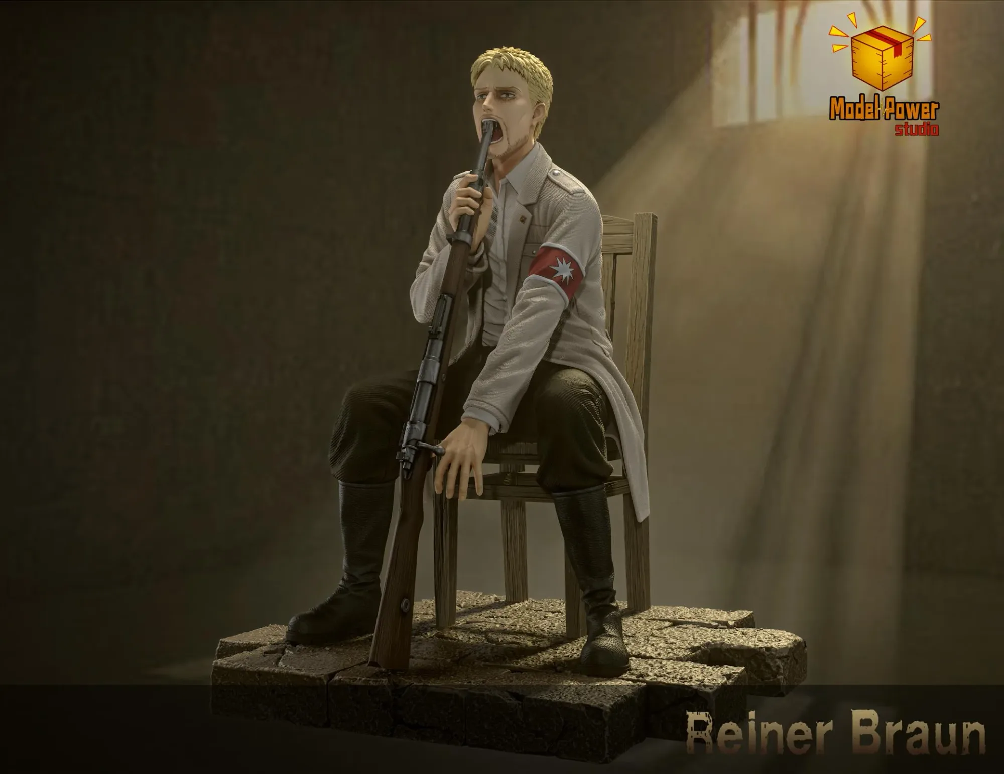 Estátua Reiner Braun Swallow Gun: Guia de Exibição em Resina de Attack on Titan