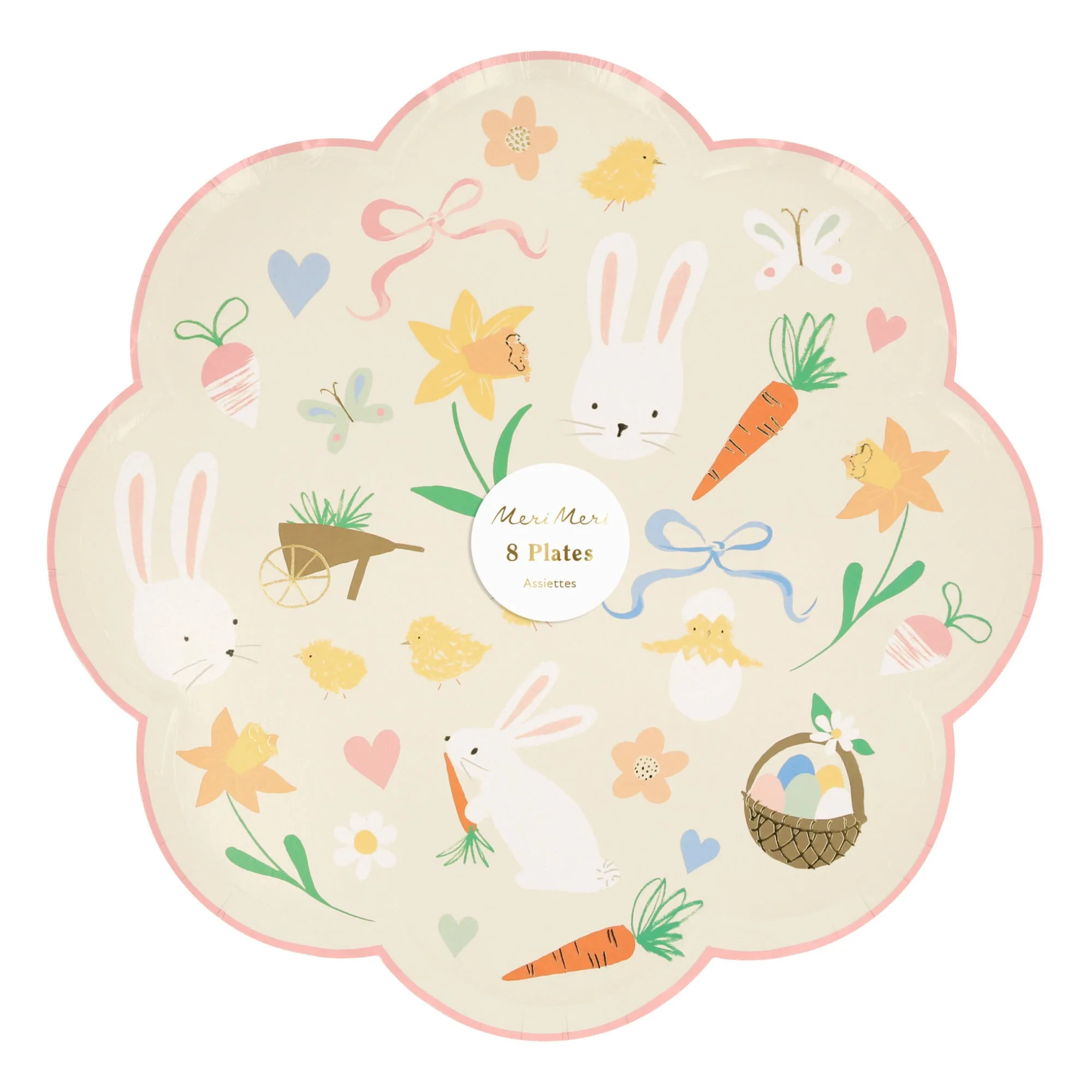 Meri Meri: จานอาหารค่ำลวดลายอีสเตอร์ (x8)