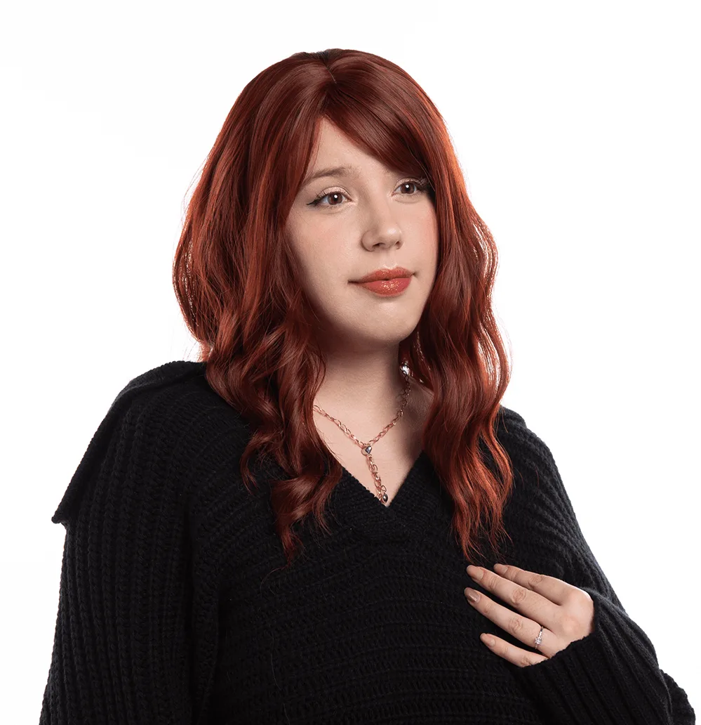 18-Inch Solid Mahogany Gentle Curled Waves Synthetic Wig