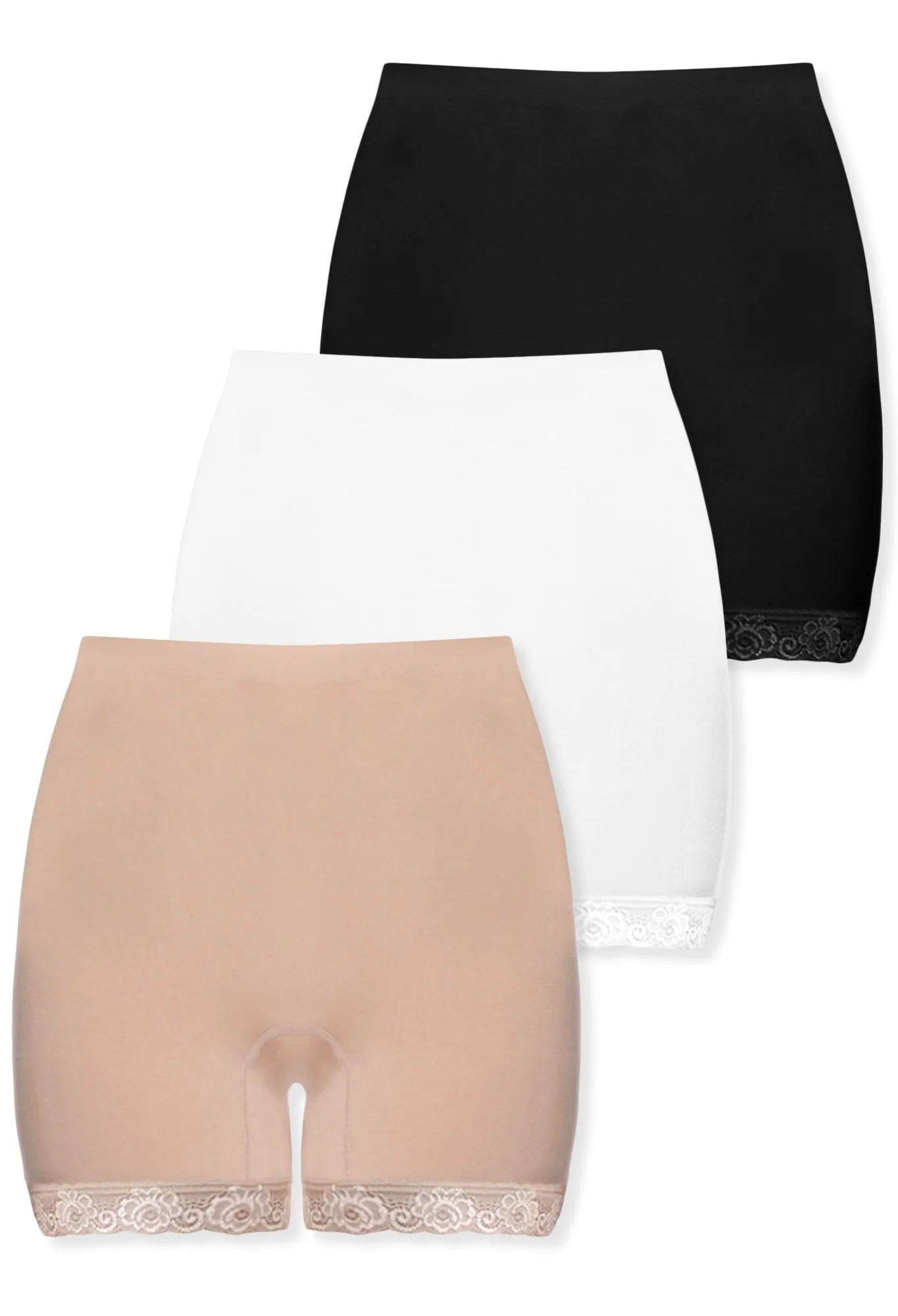 Pantaloncini corti a vita alta anti-sfregamento in cotone ricco - 3 pezzi