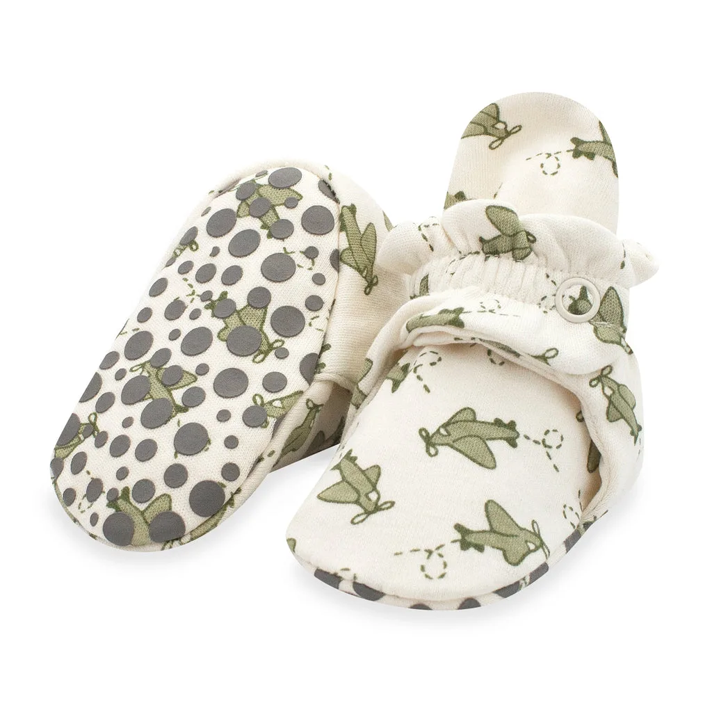 Airplanes Organic Cotton Gripper Baby Bootie