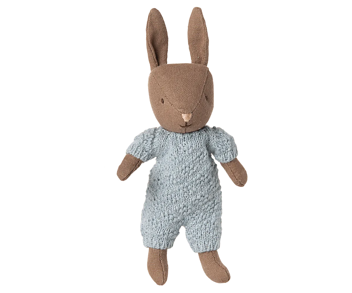 Rabbit, Micro - Brown - Blue knitted suit