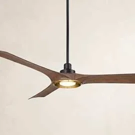 56 Inch Casa Vieja Ethos Dark Walnut Led Damp Rated Remote Ceiling Fan 7100h