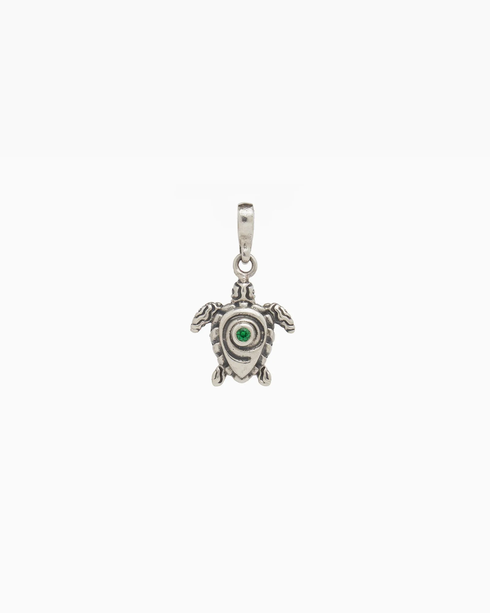 Swirled Turtle Pendant with Stone - Green Zircon