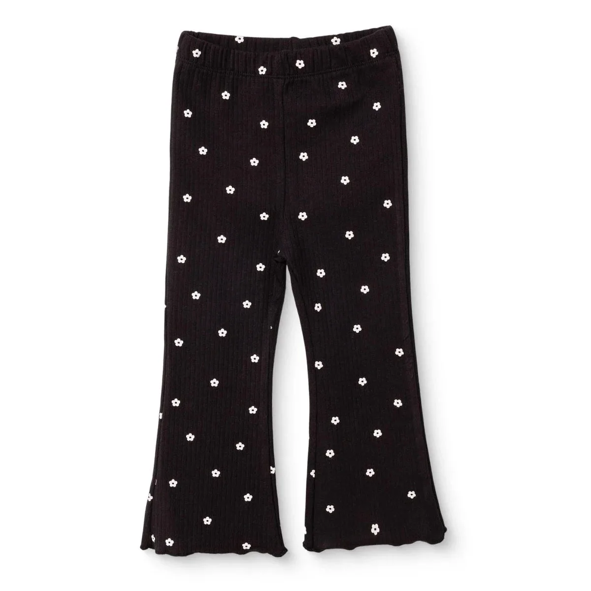 HelloBaby Floral Print Flared Ribbed Baby Leggings (6-9 Months to 2-3 Years) - Black Printed