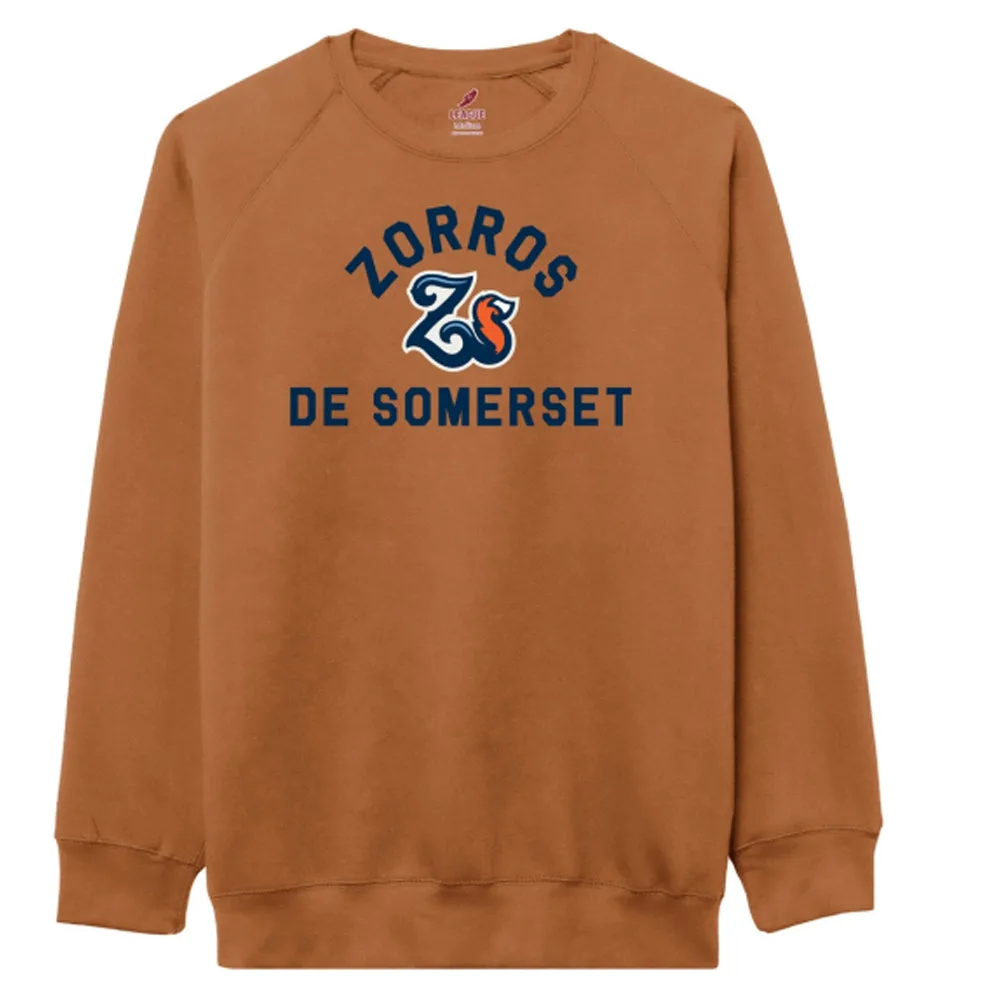 Somerset Patriots Adult Burnt Orange Zorros de Somerset Embroidered Essential Unisex Crew Neck Sweatshirt