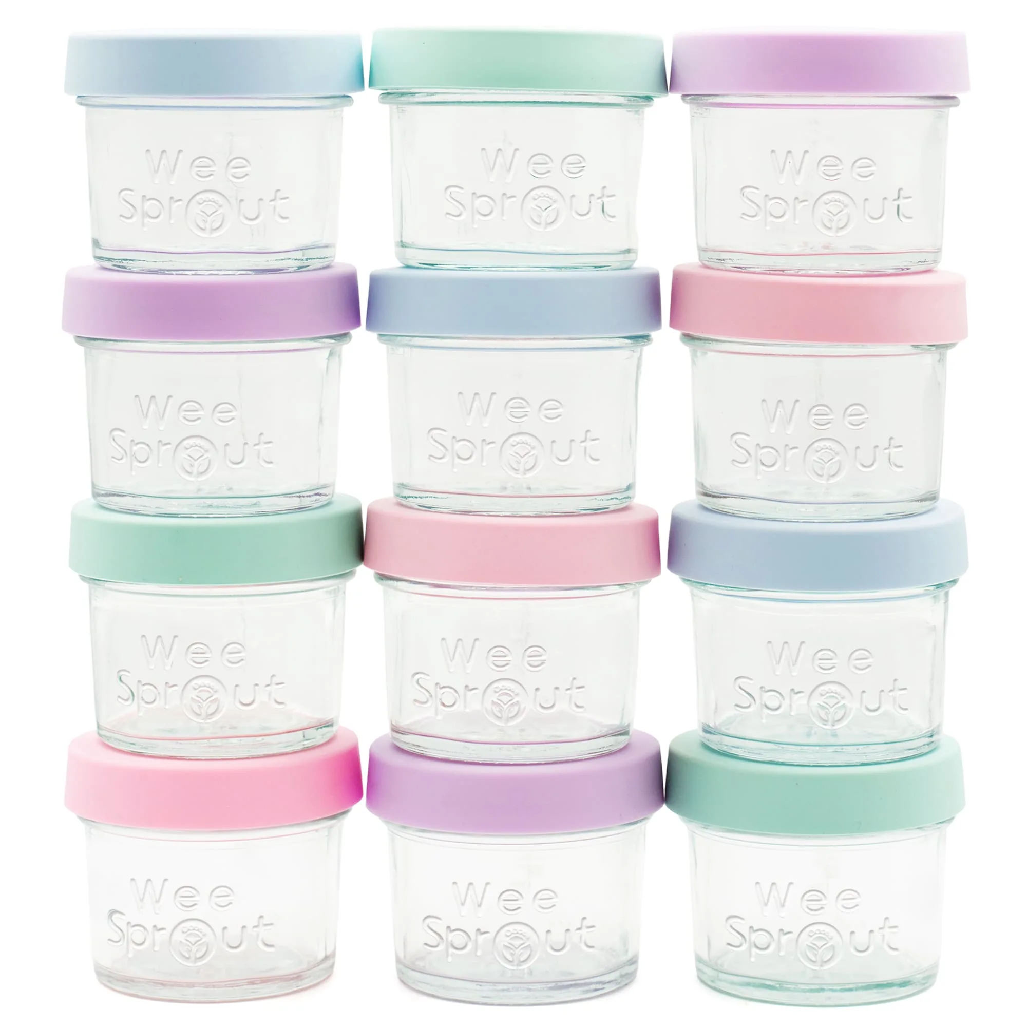 Glass Baby Food Storage Jars with Silicone Lids – 4 oz (Set of 12)