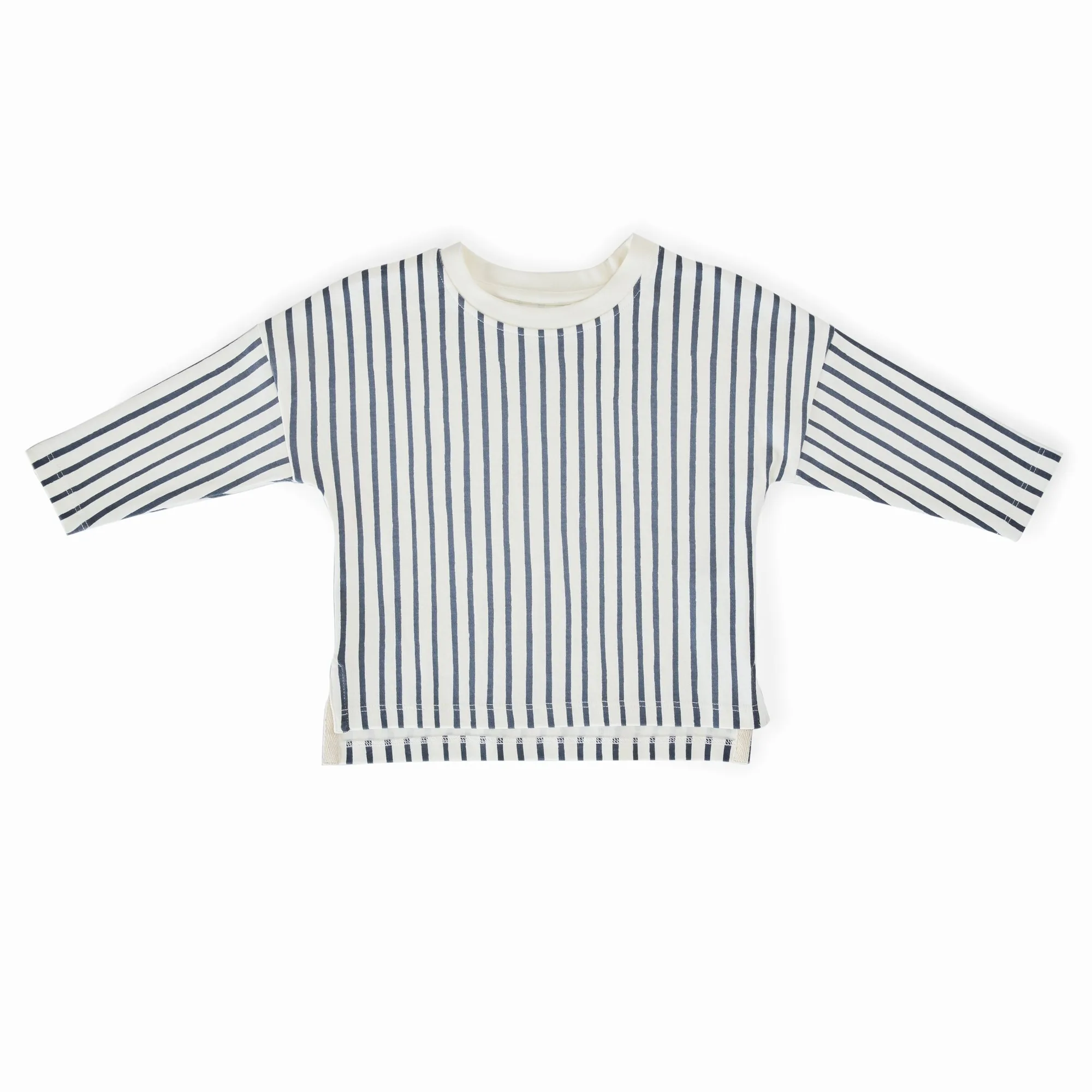 Top manches longues épaules tombantes - Rayures Bleu encre