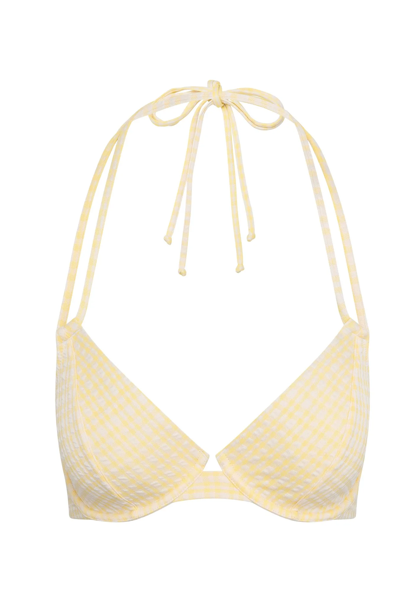 Fuller Bust Jolie Yellow Gingham Underwired Halter Bikini Top, DD-GG Cup Sizes