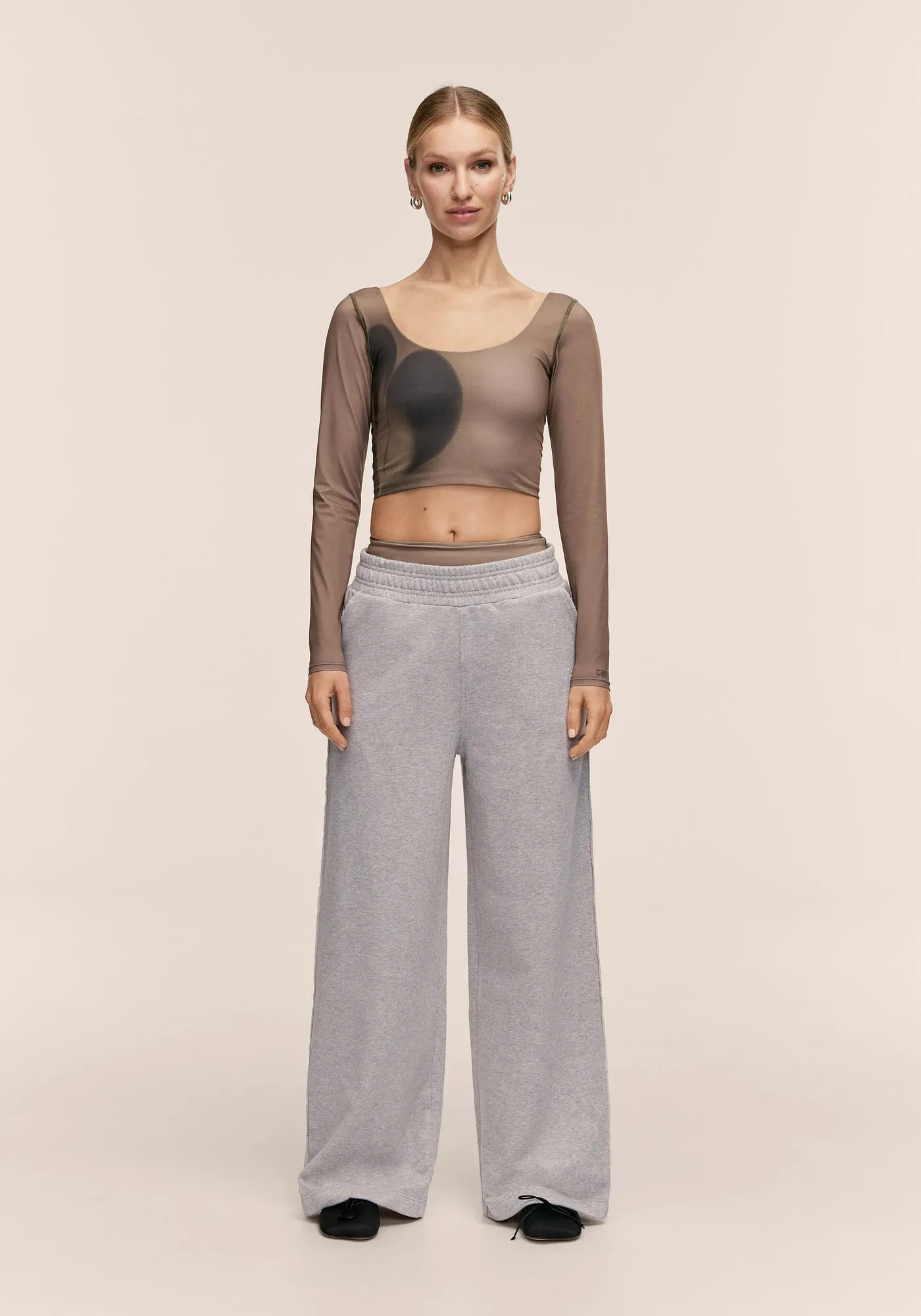 Reversed Seam Terry Loose Pants - Grey Melange