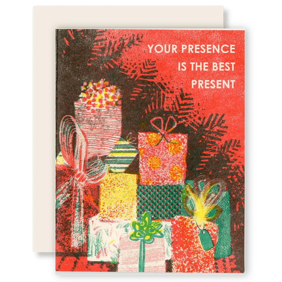 Your Presence is the Best Present Christmas Risograph Card