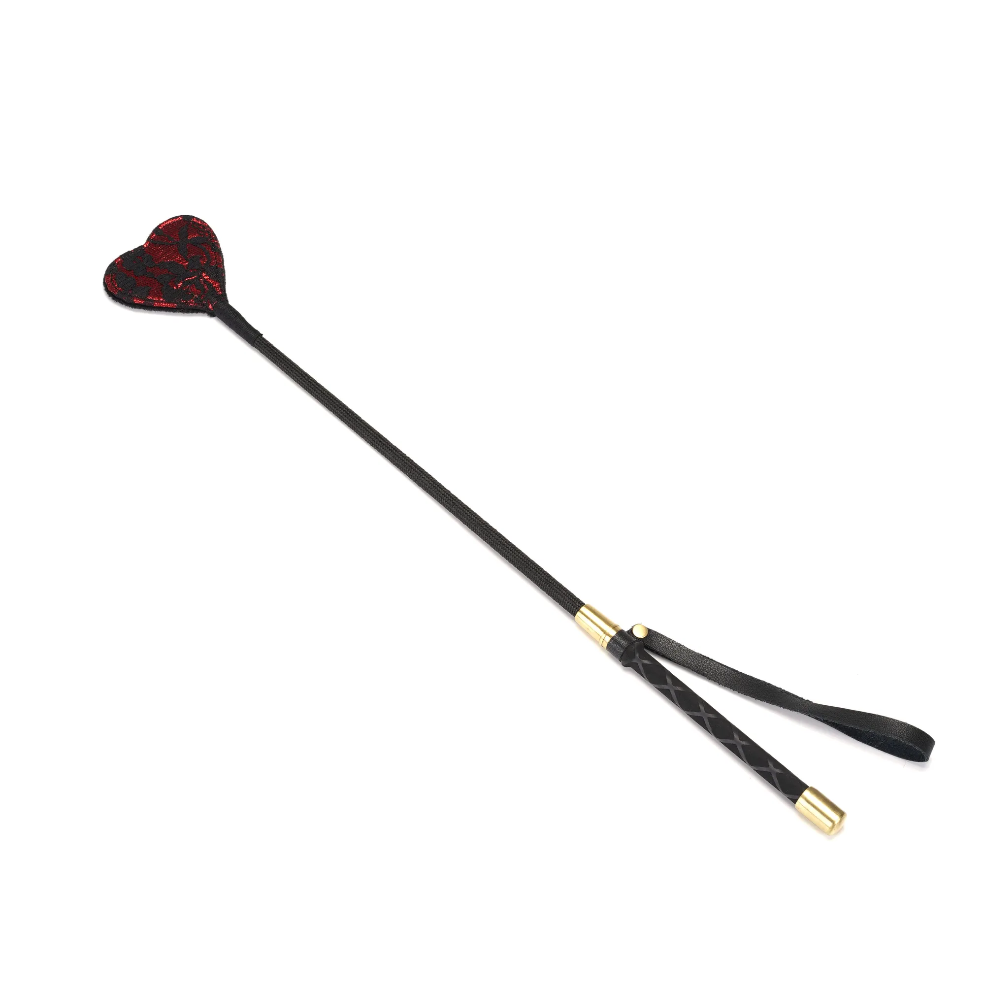 Victorian Garden: Lace and Vegan Leather Riding Crop with Heart Shape Tip