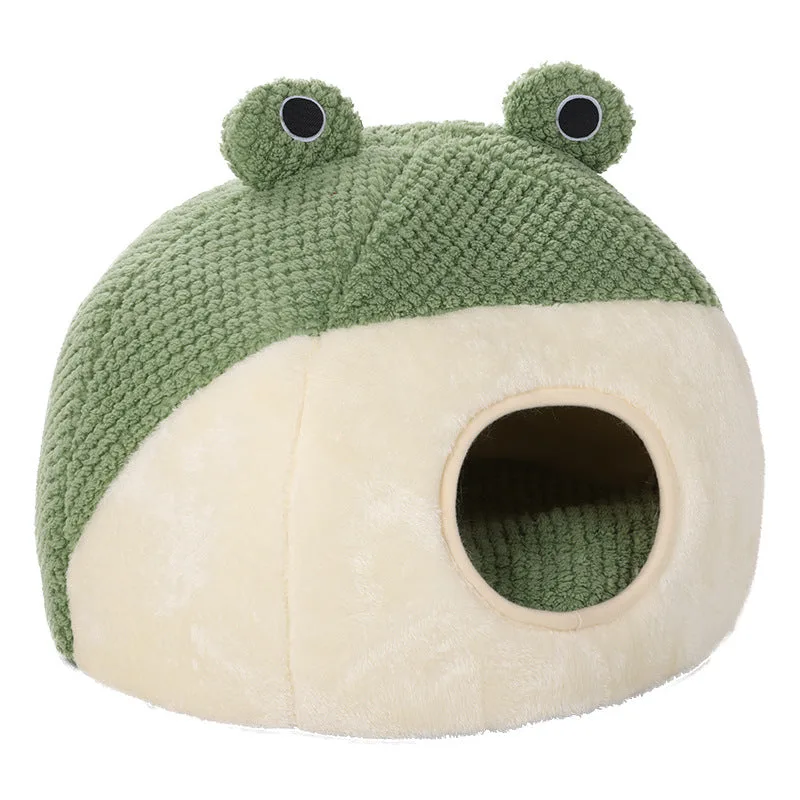 Frog Shaped Cuddle Cave Cat Bed