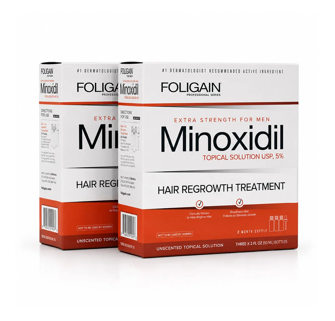 FOLIGAIN® Minoxidil 5% Haarwuchs-Behandlung für Männer, 6-Monats-Packung