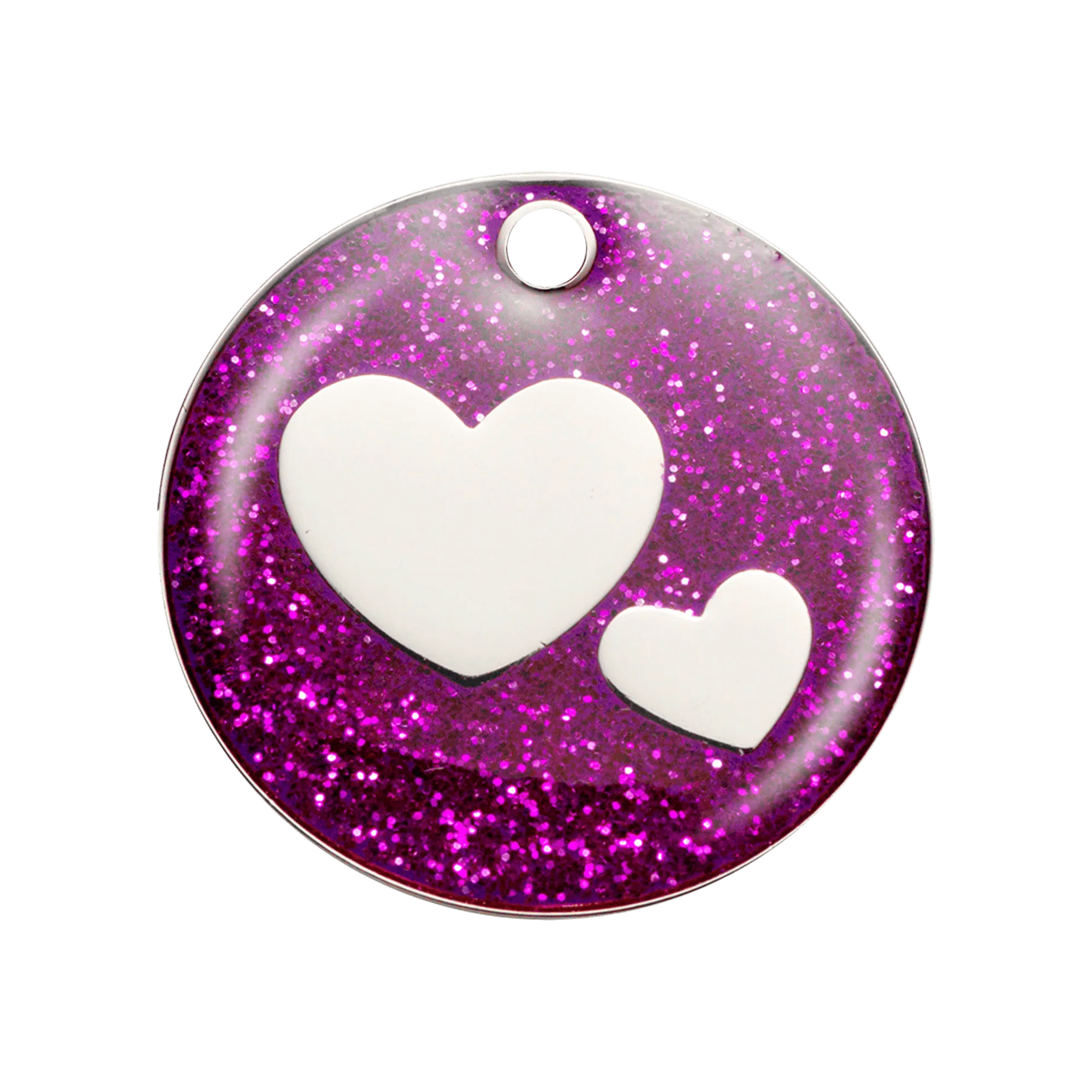 Purple Glitter Hearts Pet ID Tag