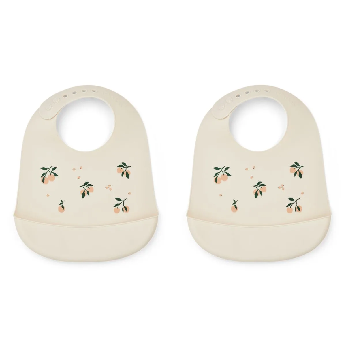 Tilda Silicone Bib 2 Pack - Peach / Sea shell mix