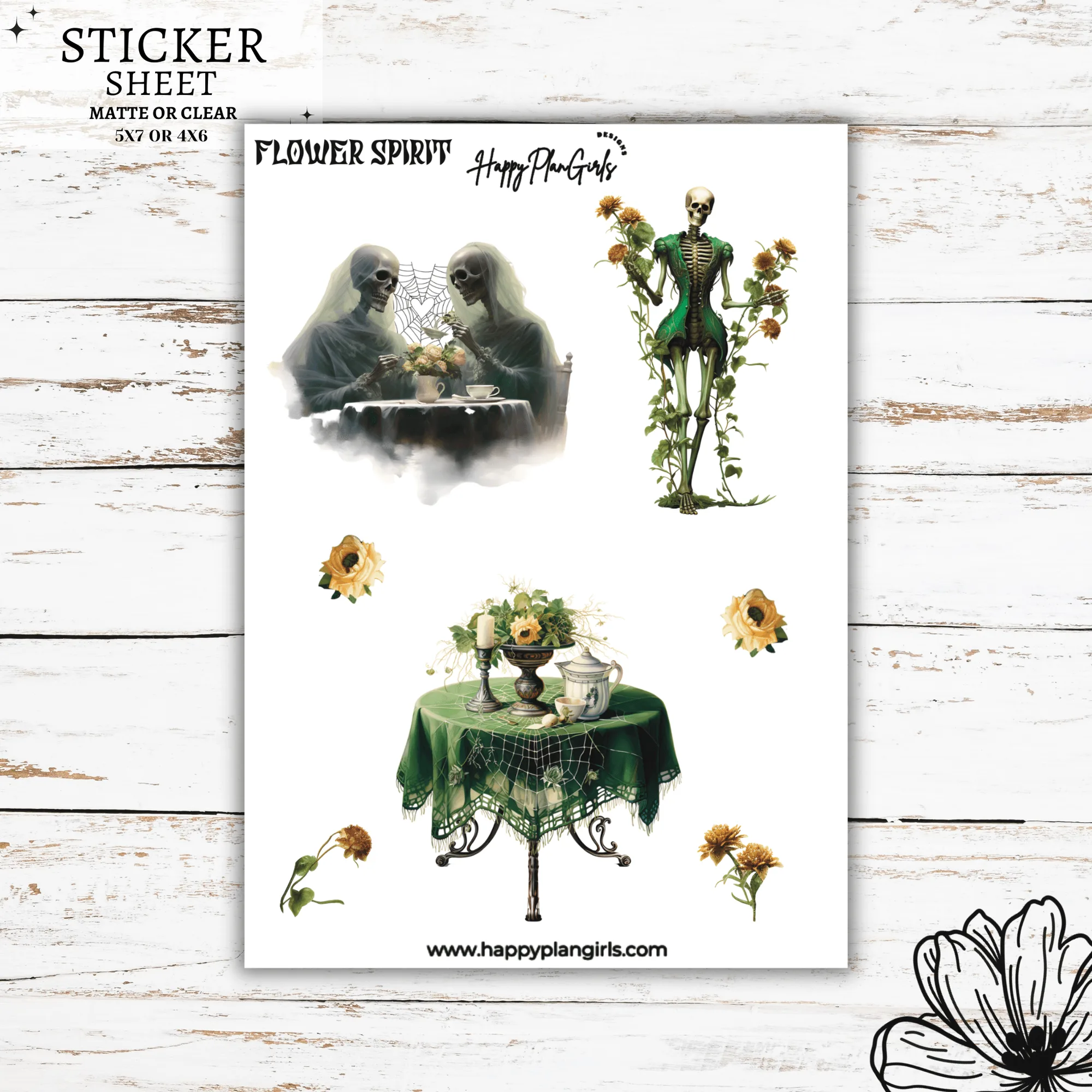 Ghost Flower Spirit Halloween Planner Sticker Sheet