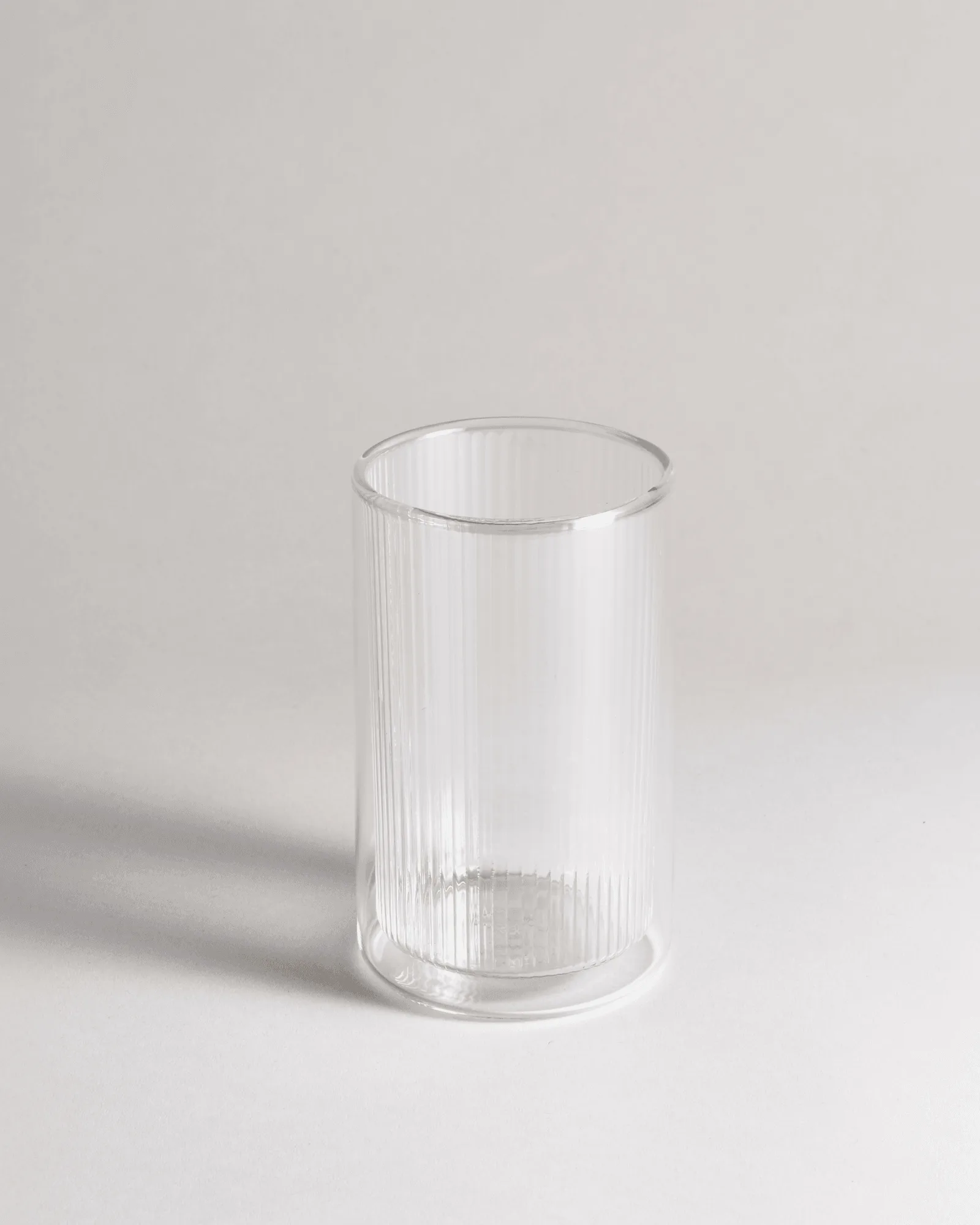 Ribbed Double Walled Glass Tumbler Tall