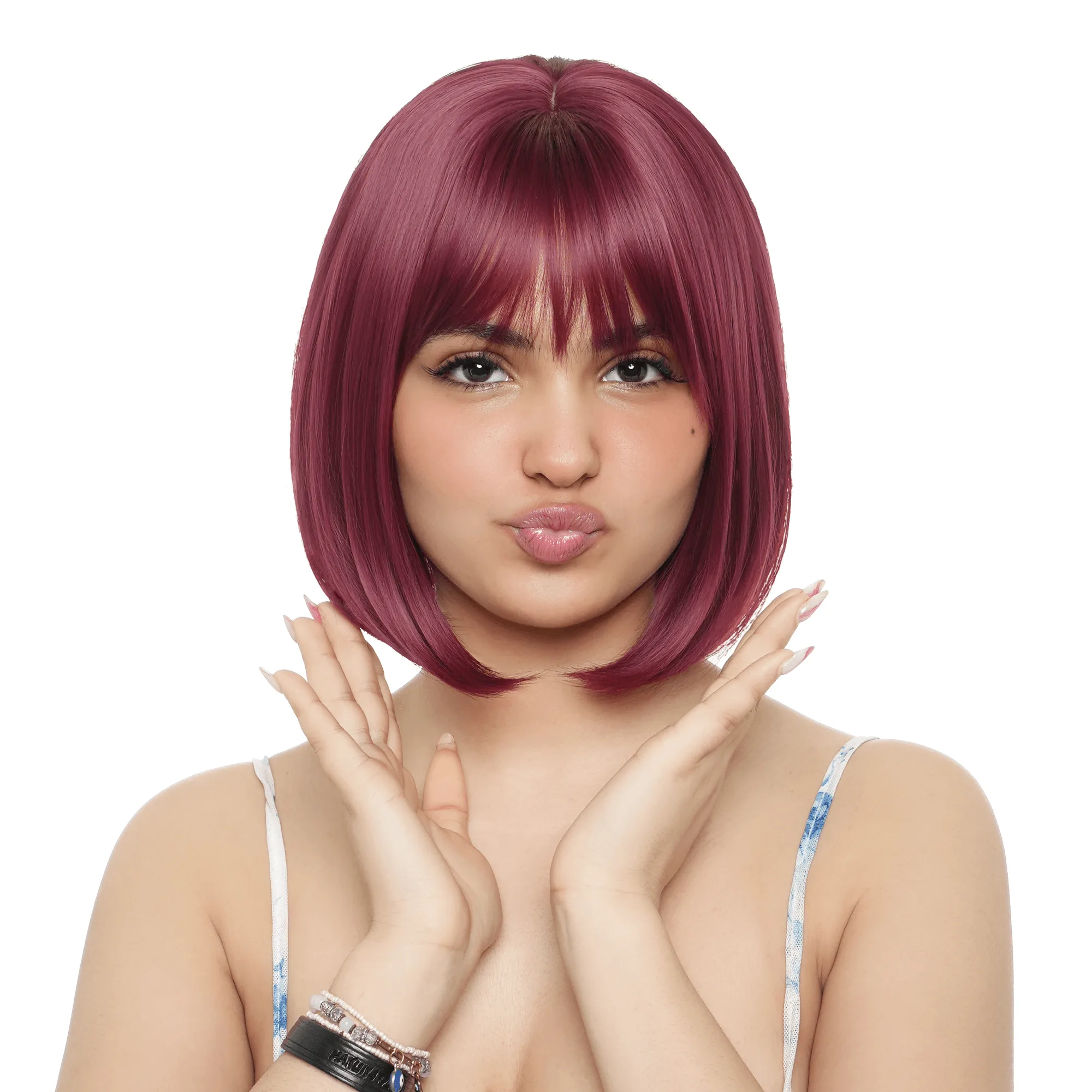 Straight vs Wavy: 13.5-Inch Wine vs 18-Inch Mahogany Wig