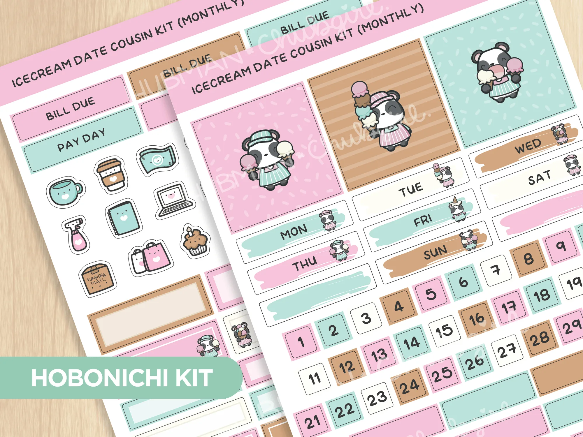 IJsjesafspraak Thema Hobonichi Cousin Maandelijkse Kit (set van 2)