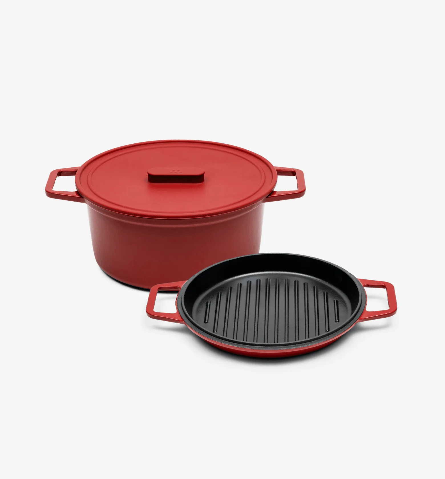 Emaliowany żeliwny garnek holenderski 5.5 QT - pokrywka grillowa i silikonowa - czerwony - wyprzedaż finalna