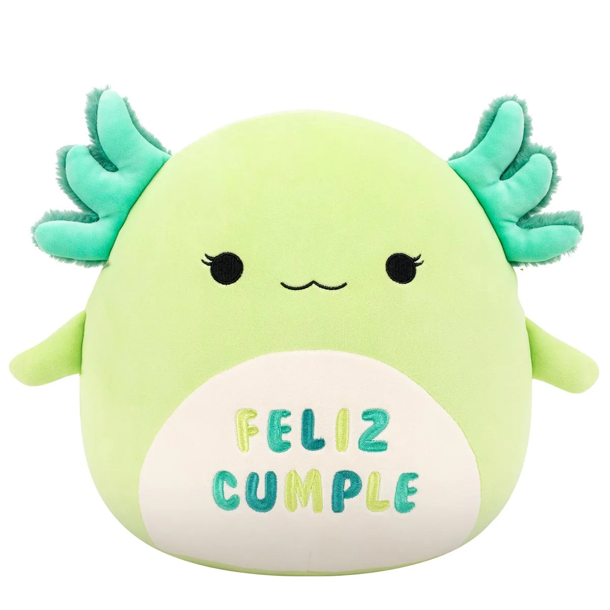 30 cm Mipsy der grüne Axolotl mit „Feliz Cumple“-Stickerei