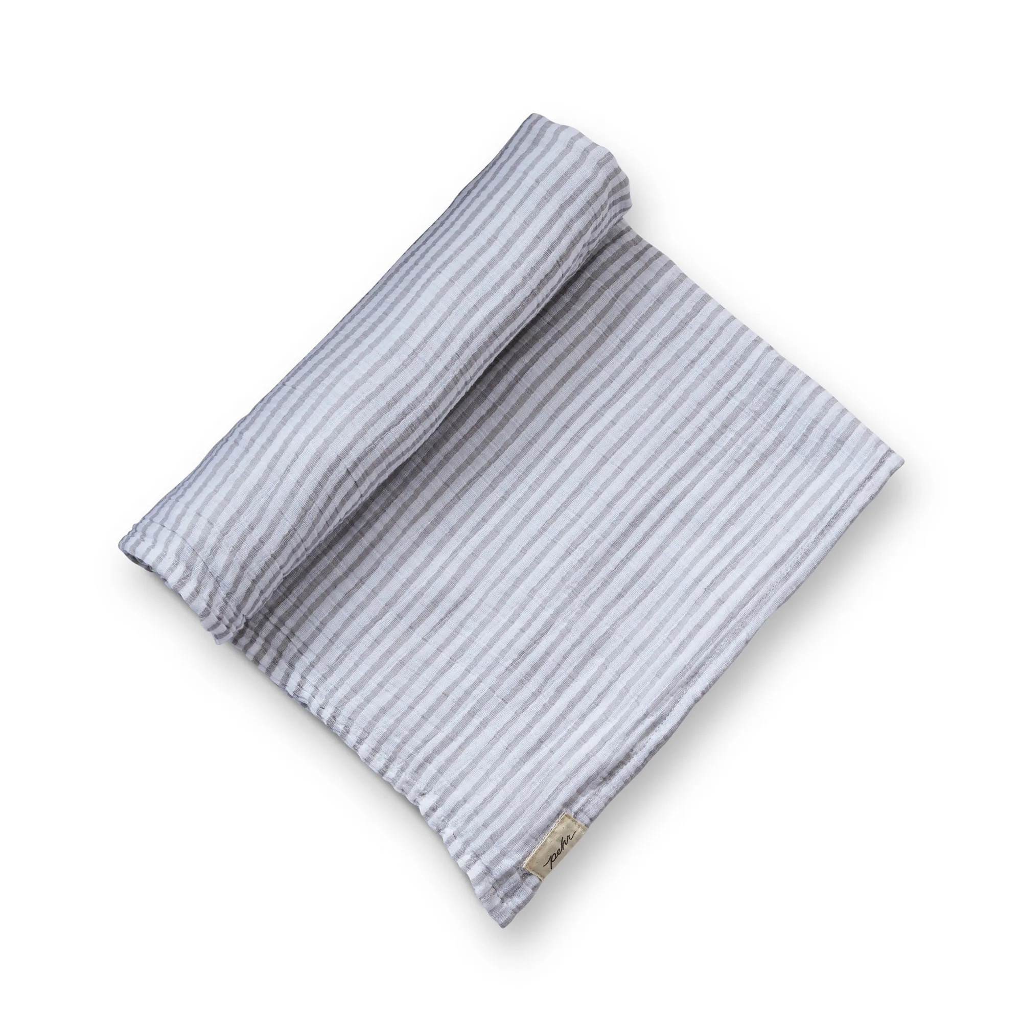 Organic Cotton Muslin Striped Swaddle - Stripes Away Pebble Grey
