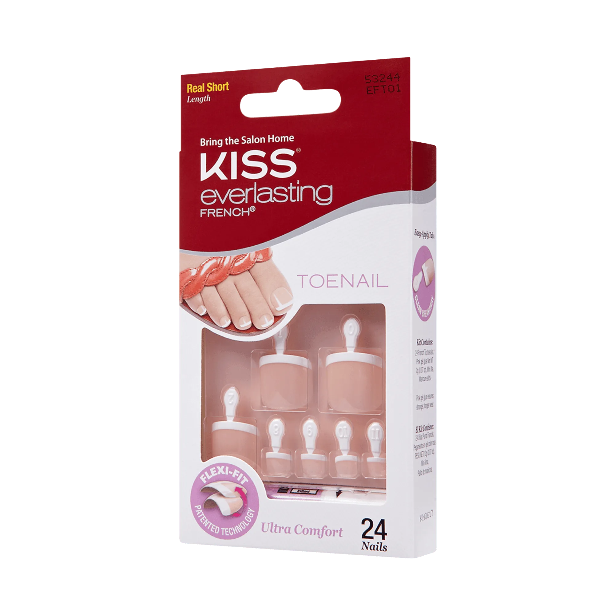 Kiss Everlasting French Ongles Press On avec Colle pour Pieds - Limitless