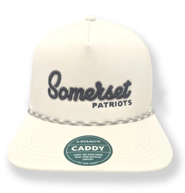 قبعة Somerset Patriots L2 Caddy بيضاء خفيفة الوزن قابلة للتعديل بنمط سناب باك للأداء الرياضي