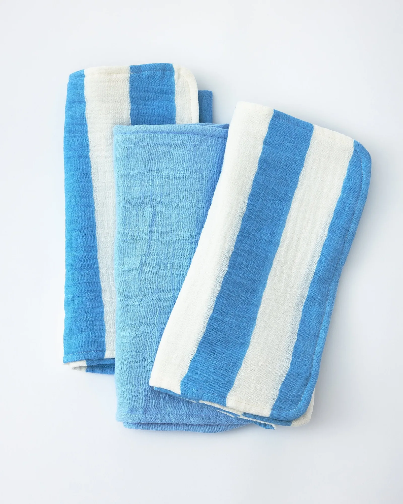Organic Muslin Burp Cloth (Three-Pack) | Blue Wide Stripe