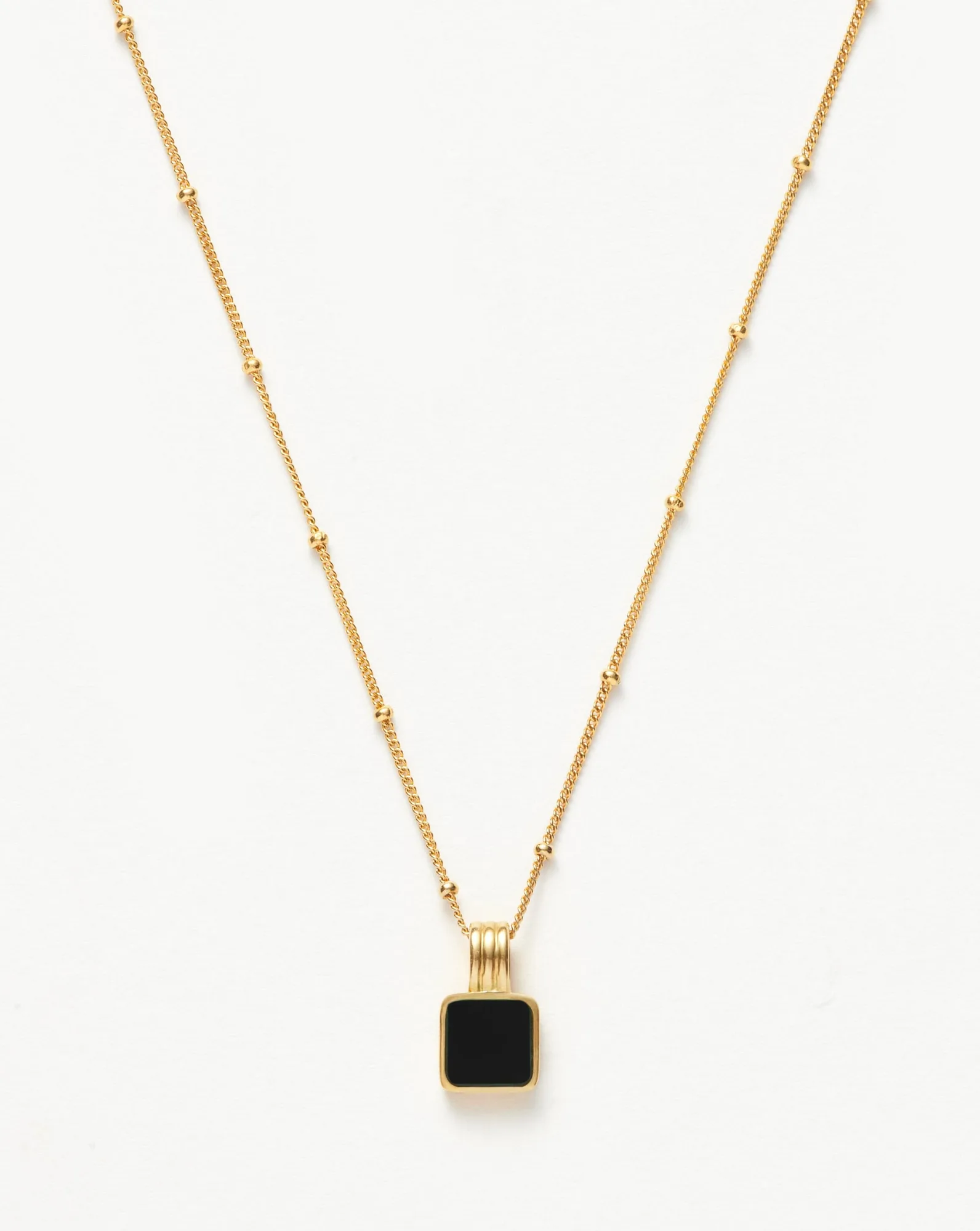 Lucy Williams Square Onyx Necklace | 18ct Gold Vermeil/Black Onyx