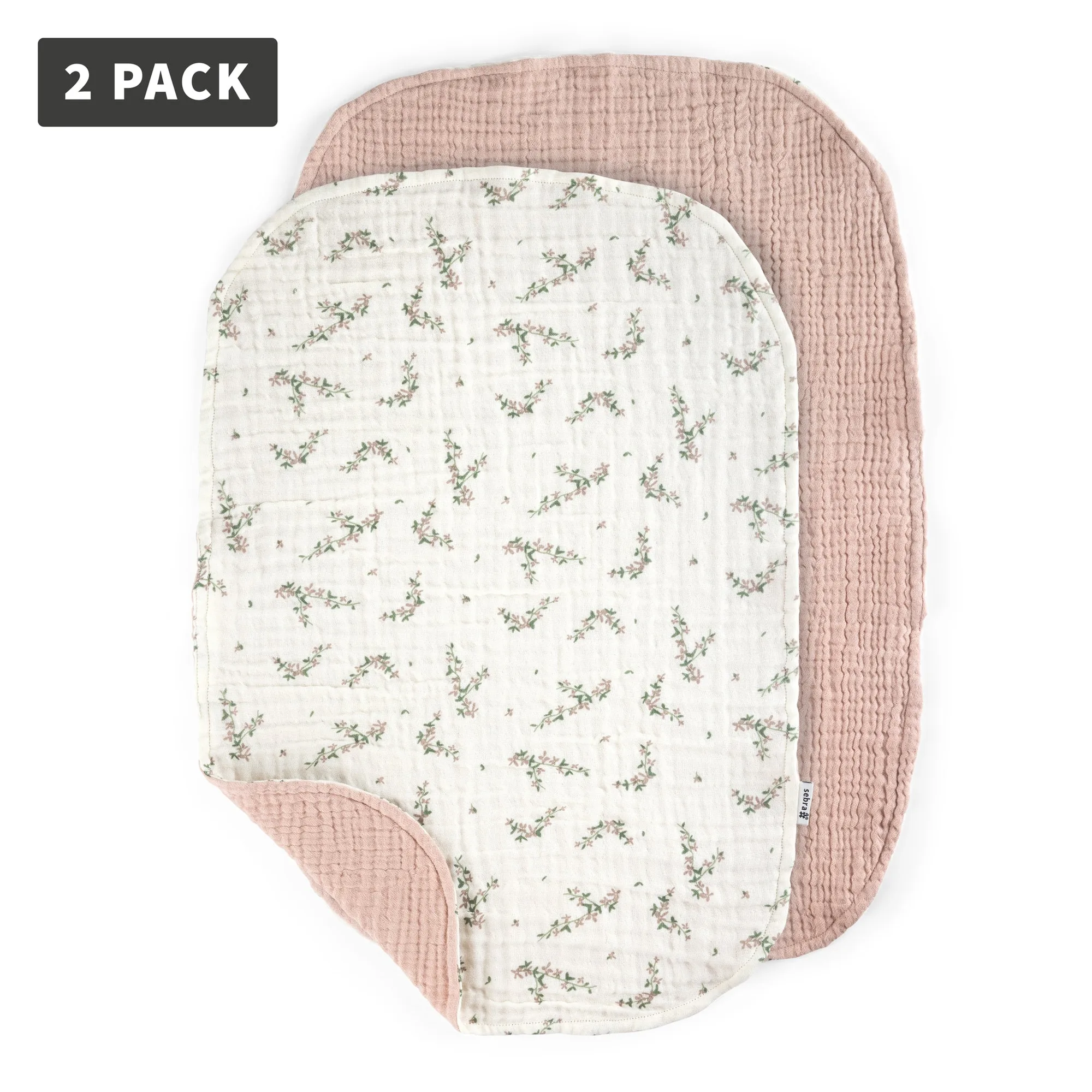 Musselin Pusleunderlag 2 stk. - Sebra Care - Powder Rose