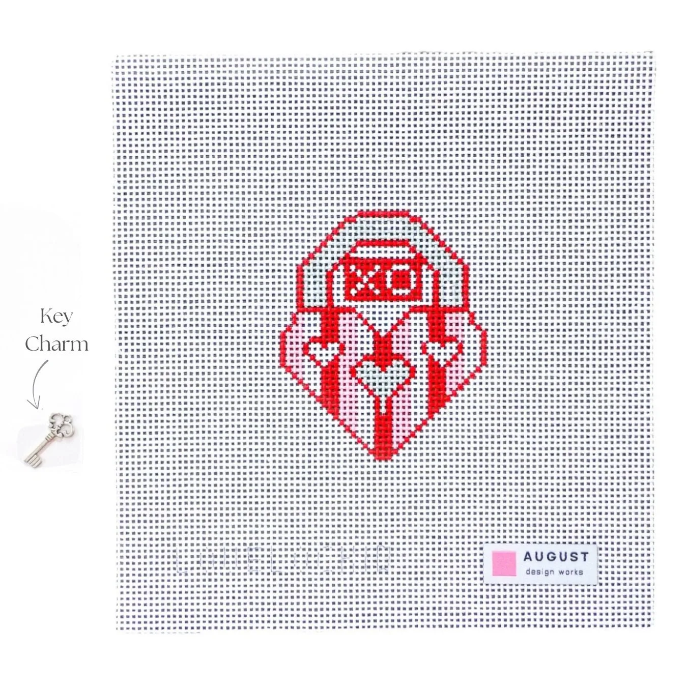 Valentine Love Lock - Needlepoint Canvas + Key Charm (Wholesale)