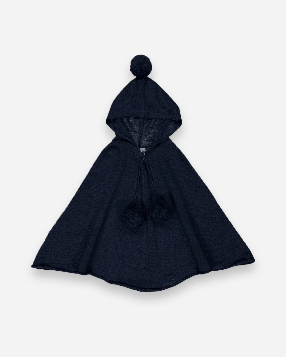 Poncho capuche en laine et cachemire Navy