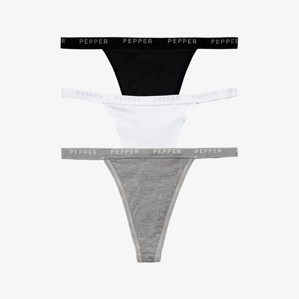 Supima® Cotton String Thong 3 Pack Heather Grey/White/Black