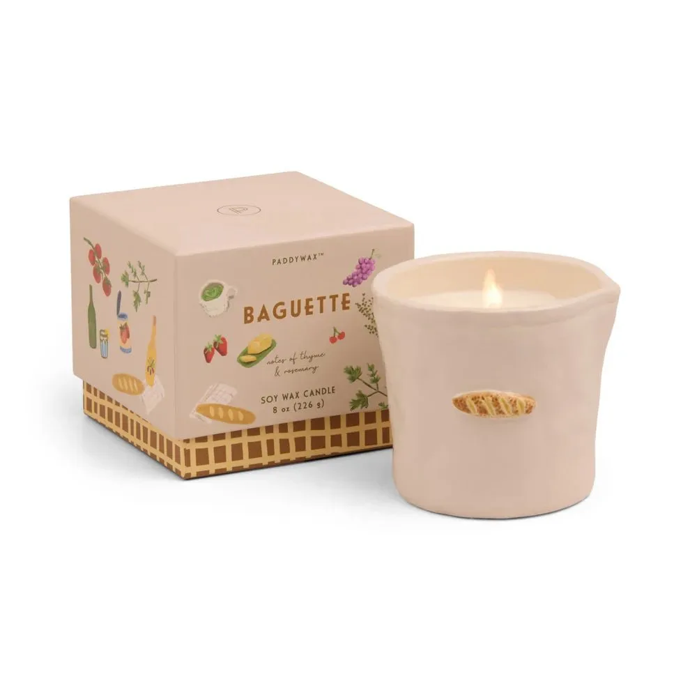 Paddywax: Bistro 8oz French Baguette Ceramic Candle - Rosemary & Thyme